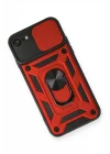 Mey İthalat®   iPhone 7 Kılıf Pars Lens Yüzüklü Silikon - Kırmızı