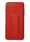 Mey İthalat®  iPhone 7 Plus Kılıf Coco Deri Standlı Kapak - Kırmızı