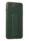 Mey İthalat®  iPhone 7 Plus Kılıf Coco Deri Standlı Kapak - Yeşil