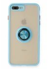 Mey İthalat®  iPhone 7 Plus Kılıf Montreal Yüzüklü Silikon Kapak - Buz Mavi