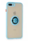 Mey İthalat®  iPhone 7 Plus Kılıf Montreal Yüzüklü Silikon Kapak - Buz Mavi