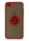 Mey İthalat®  iPhone 7 Plus Kılıf Montreal Yüzüklü Silikon Kapak - Kırmızı