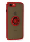 Mey İthalat®  iPhone 7 Plus Kılıf Montreal Yüzüklü Silikon Kapak - Kırmızı