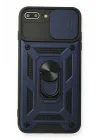 Mey İthalat®  iPhone 7 Plus Kılıf Pars Lens Yüzüklü Silikon - Lacivert