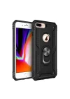 Mey İthalat®   iPhone 7 Plus Kılıf Sofya Yüzüklü Silikon Kapak - Siyah