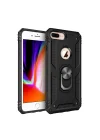 Mey İthalat®   iPhone 7 Plus Kılıf Sofya Yüzüklü Silikon Kapak - Siyah