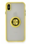 Mey İthalat®  iPhone X Kılıf Montreal Yüzüklü Silikon Kapak - Sarı