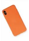 Mey İthalat®  iPhone X Kılıf Nano içi Kadife Silikon - Turuncu
