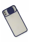 Mey İthalat®   iPhone X Kılıf Palm Buzlu Kamera Sürgülü Silikon - Lacivert