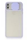Mey İthalat®   iPhone X Kılıf Palm Buzlu Kamera Sürgülü Silikon - Lila