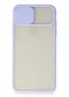 Mey İthalat®   iPhone X Kılıf Palm Buzlu Kamera Sürgülü Silikon - Lila