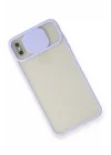 Mey İthalat®   iPhone X Kılıf Palm Buzlu Kamera Sürgülü Silikon - Lila