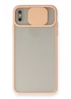 Mey İthalat®   iPhone X Kılıf Palm Buzlu Kamera Sürgülü Silikon - Pembe