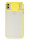 Mey İthalat®   iPhone X Kılıf Palm Buzlu Kamera Sürgülü Silikon - Sarı