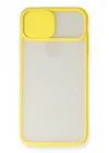 Mey İthalat®   iPhone X Kılıf Palm Buzlu Kamera Sürgülü Silikon - Sarı