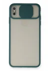 Mey İthalat®   iPhone X Kılıf Palm Buzlu Kamera Sürgülü Silikon - Yeşil