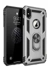 Mey İthalat®   iPhone X Kılıf Sofya Yüzüklü Silikon Kapak - Gümüş