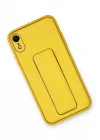 Mey İthalat®   iPhone XR Kılıf Coco Deri Standlı Kapak - Sarı