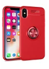 Mey İthalat®   iPhone XS Kılıf Range Yüzüklü Silikon - Kırmızı