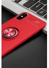 Mey İthalat®   iPhone XS Kılıf Range Yüzüklü Silikon - Kırmızı