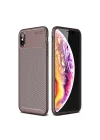 Mey İthalat®   iPhone XS Max Kılıf Auto Focus Karbon Kapak - Kahverengi