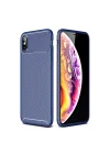 Mey İthalat®   iPhone XS Max Kılıf Auto Focus Karbon Kapak - Lacivert