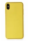 Mey İthalat®  iPhone XS Max Kılıf Coco Deri Silikon Kapak - Sarı