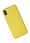 Mey İthalat®  iPhone XS Max Kılıf Coco Deri Silikon Kapak - Sarı