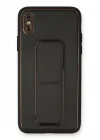 Mey İthalat®   iPhone XS Max Kılıf Coco Deri Standlı Kapak - Siyah