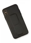 Mey İthalat®   iPhone XS Max Kılıf Coco Deri Standlı Kapak - Siyah