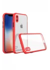 Mey İthalat®  iPhone XS Max Kılıf Miami Şeffaf Silikon - Kırmızı