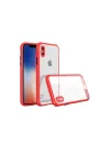Mey İthalat®  iPhone XS Max Kılıf Miami Şeffaf Silikon - Kırmızı