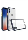Mey İthalat®  iPhone XS Max Kılıf Miami Şeffaf Silikon - Lacivert