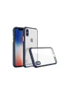 Mey İthalat®  iPhone XS Max Kılıf Miami Şeffaf Silikon - Lacivert