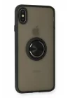 Mey İthalat®  iPhone XS Max Kılıf Montreal Yüzüklü Silikon Kapak - Siyah
