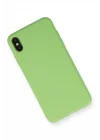 Mey İthalat®   iPhone XS Max Kılıf Nano içi Kadife Silikon - Açık Yeşil