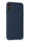 Mey İthalat®   iPhone XS Max Kılıf Nano içi Kadife Silikon - Lacivert