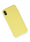 Mey İthalat®   iPhone XS Max Kılıf Nano içi Kadife Silikon - Mat Sarı