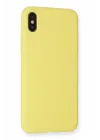 Mey İthalat®   iPhone XS Max Kılıf Nano içi Kadife Silikon - Mat Sarı