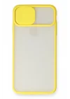 Mey İthalat®  iPhone XS Max Kılıf Palm Buzlu Kamera Sürgülü Silikon - Sarı