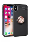 Mey İthalat®   iPhone XS Max Kılıf Range Yüzüklü Silikon - Siyah-Gold
