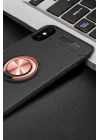 Mey İthalat®   iPhone XS Max Kılıf Range Yüzüklü Silikon - Siyah-Gold