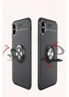 Mey İthalat®   iPhone XS Max Kılıf Range Yüzüklü Silikon - Siyah-Mavi