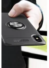 Mey İthalat®   iPhone XS Max Kılıf Range Yüzüklü Silikon - Siyah-Mavi