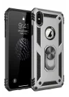 Mey İthalat®   iPhone XS Max Kılıf Sofya Yüzüklü Silikon Kapak - Gümüş