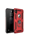 Mey İthalat®   iPhone XS Max Kılıf Sofya Yüzüklü Silikon Kapak - Kırmızı