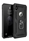 Mey İthalat®   iPhone XS Max Kılıf Sofya Yüzüklü Silikon Kapak - Siyah