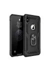 Mey İthalat®   iPhone XS Max Kılıf Sofya Yüzüklü Silikon Kapak - Siyah