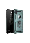 Mey İthalat®   iPhone XS Max Kılıf Sofya Yüzüklü Silikon Kapak - Yeşil