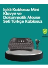 Mey İthalat® Işıklı Kablosuz Mini Klavye – 2.4 GHz, Dokunmatik Mouse Özellikli